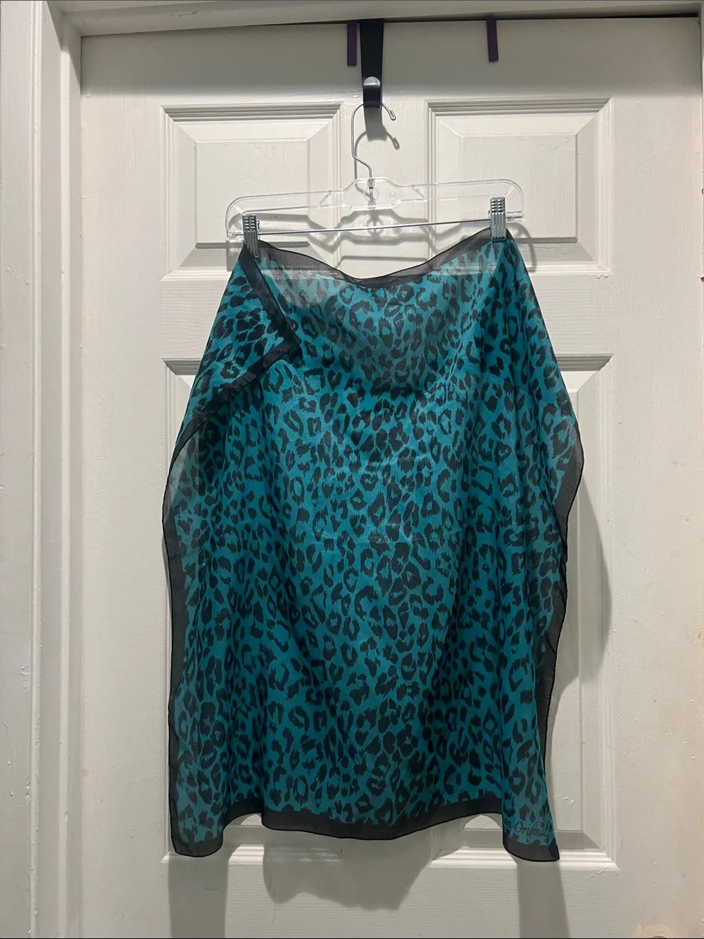 Elorian Originals Vintage Teal Leopard Print Sheer Scarf - Unbranded